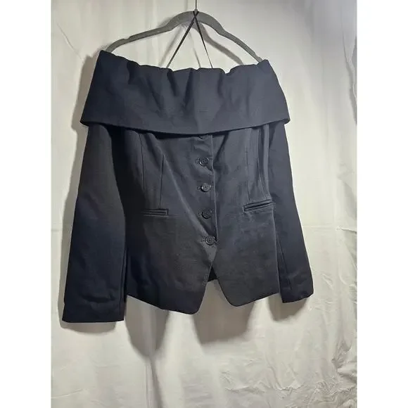 Maeve for Anthropologie off the shoulder blazer. Black size 6. - Picture 2 of 3